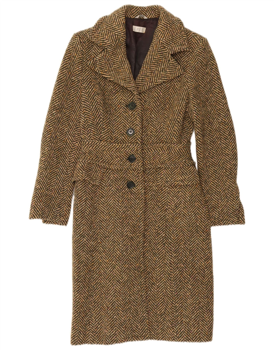 Sobretudo feminino vintage IT 42 espinha de peixe cáqui médio