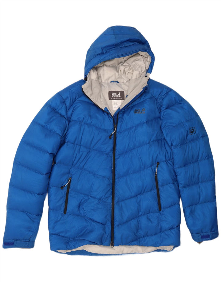 Jaqueta masculina acolchoada com capuz Jack Wolfskin Reino Unido 44/46 XL azul poliéster