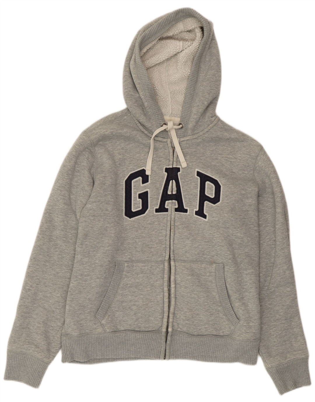 Suéter masculino Gap com capuz e zíper gráfico grande algodão cinza