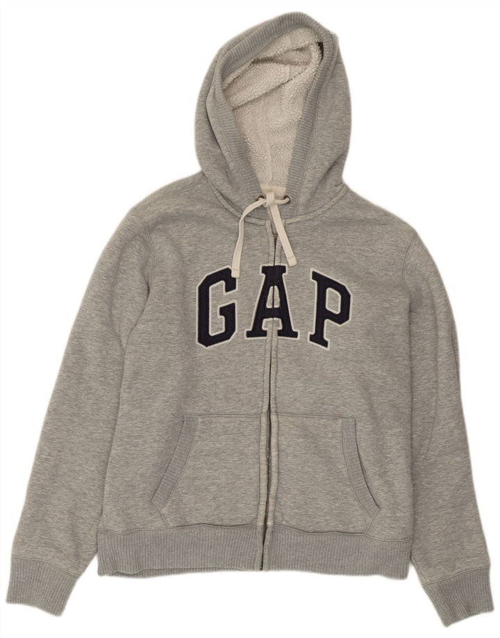 Suéter masculino Gap com capuz e zíper gráfico grande algodão cinza