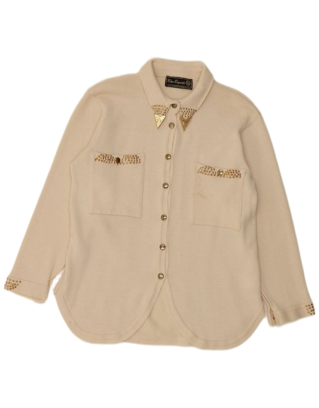 Blusa feminina de malha CIRO ESPOSITO Reino Unido 14 grande lã branca