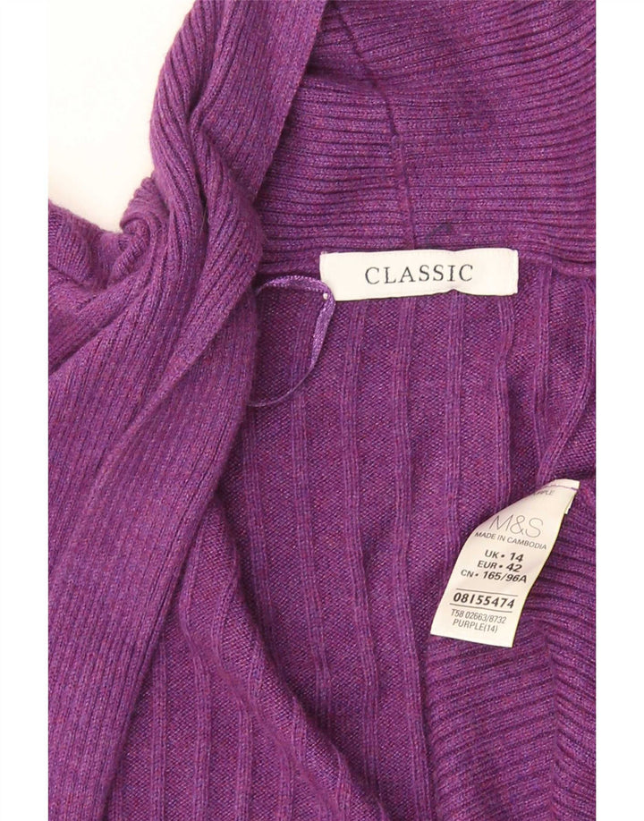 Suéter cardigã aberto feminino Marks & Spencer UK 14 viscose roxa média