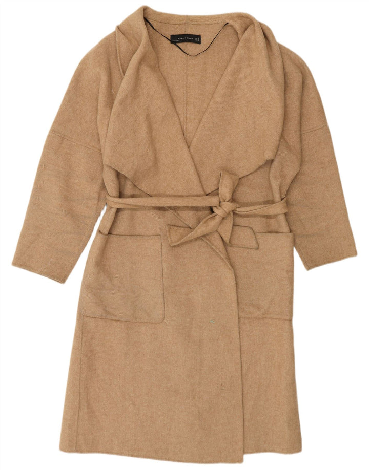 Sobretudo feminino Zara Oversized UK 14 lã bege médio