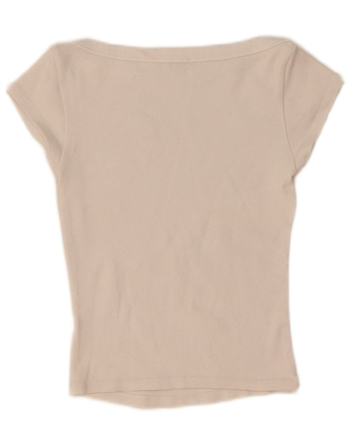 Camiseta Zara Feminina Crop Top UK 12 Médio Branco