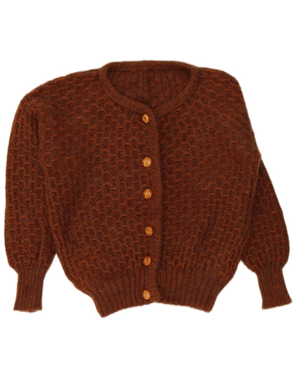 Suéter Cardigan Feminino Vintage Reino Unido 16 Grande Marrom