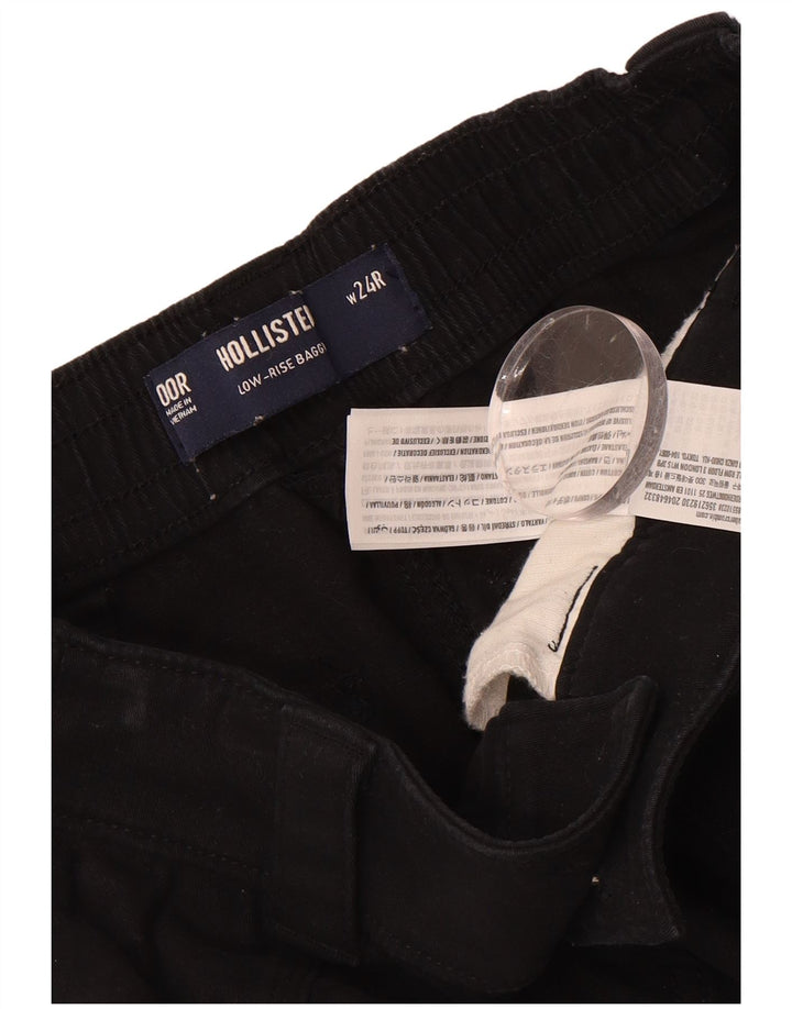 Calça cargo feminina HOLLISTER folgada cintura baixa W24 L30 algodão preto