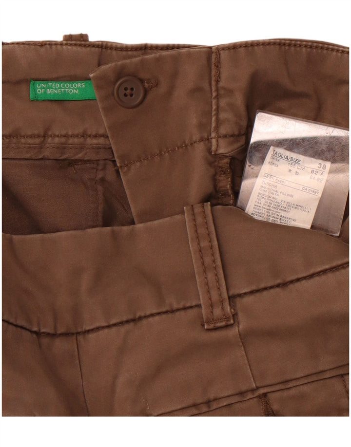 Calça chino feminina BENETTON IT 38 XS W26 L30 algodão marrom