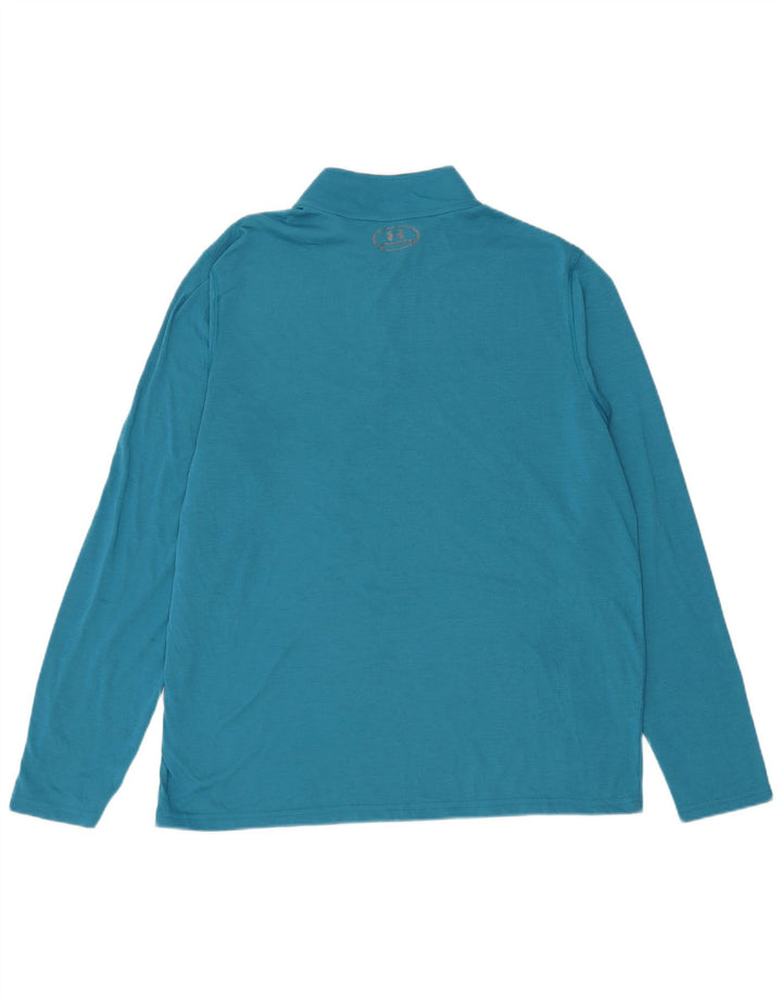 Under Armour Mens Heat Gear Zip Neck Pulôver Treino Top Grande Azul