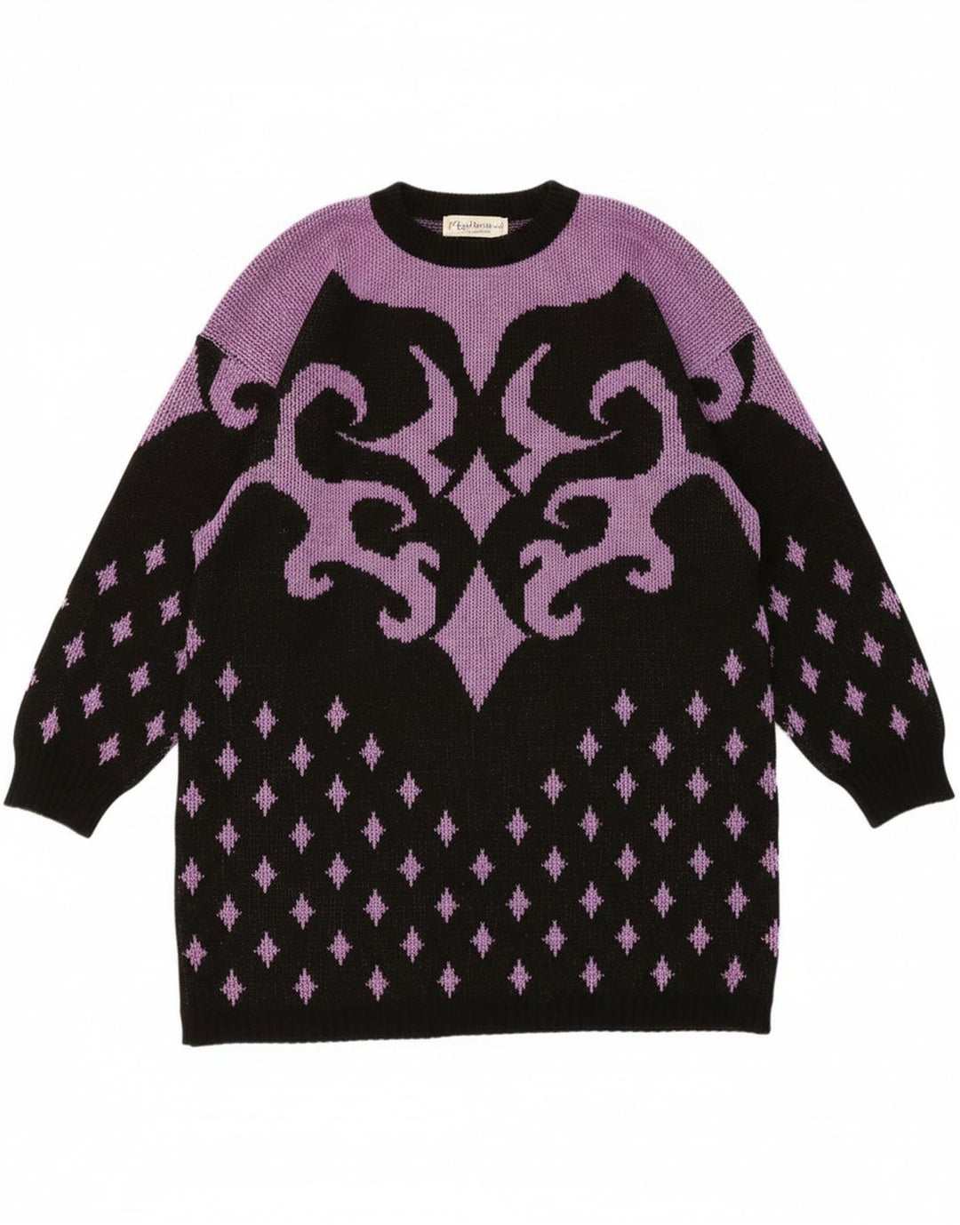 Vestido feminino vintage com padrão abstrato Reino Unido 14 roxo médio