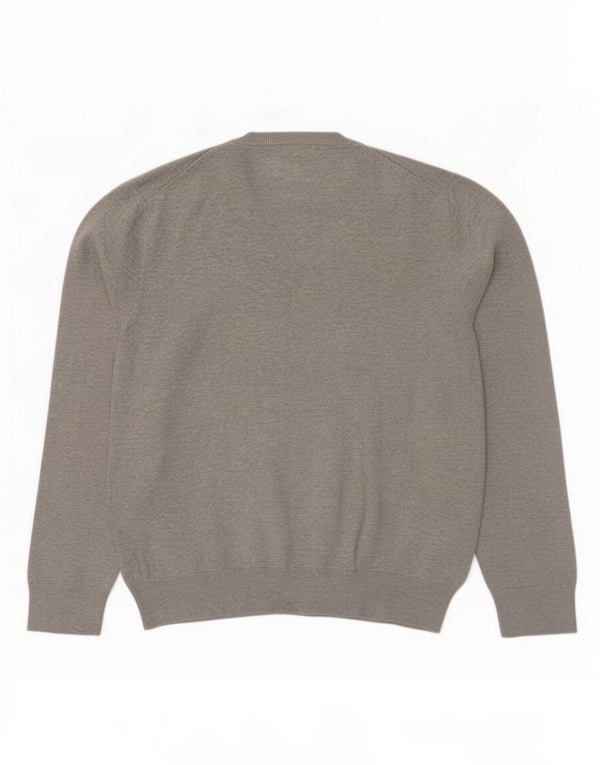 Suéter feminino Marks & Spencer com decote em V UK 18 XL algodão manchado cinza