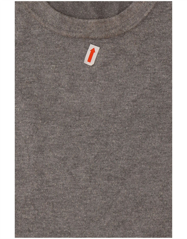 Zara Suéter feminino com gola redonda, Reino Unido 14, grande, cinza