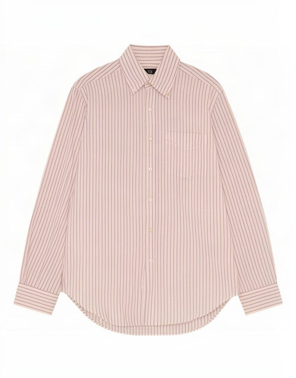 Camisa masculina Dack pequena listrada branca de algodão
