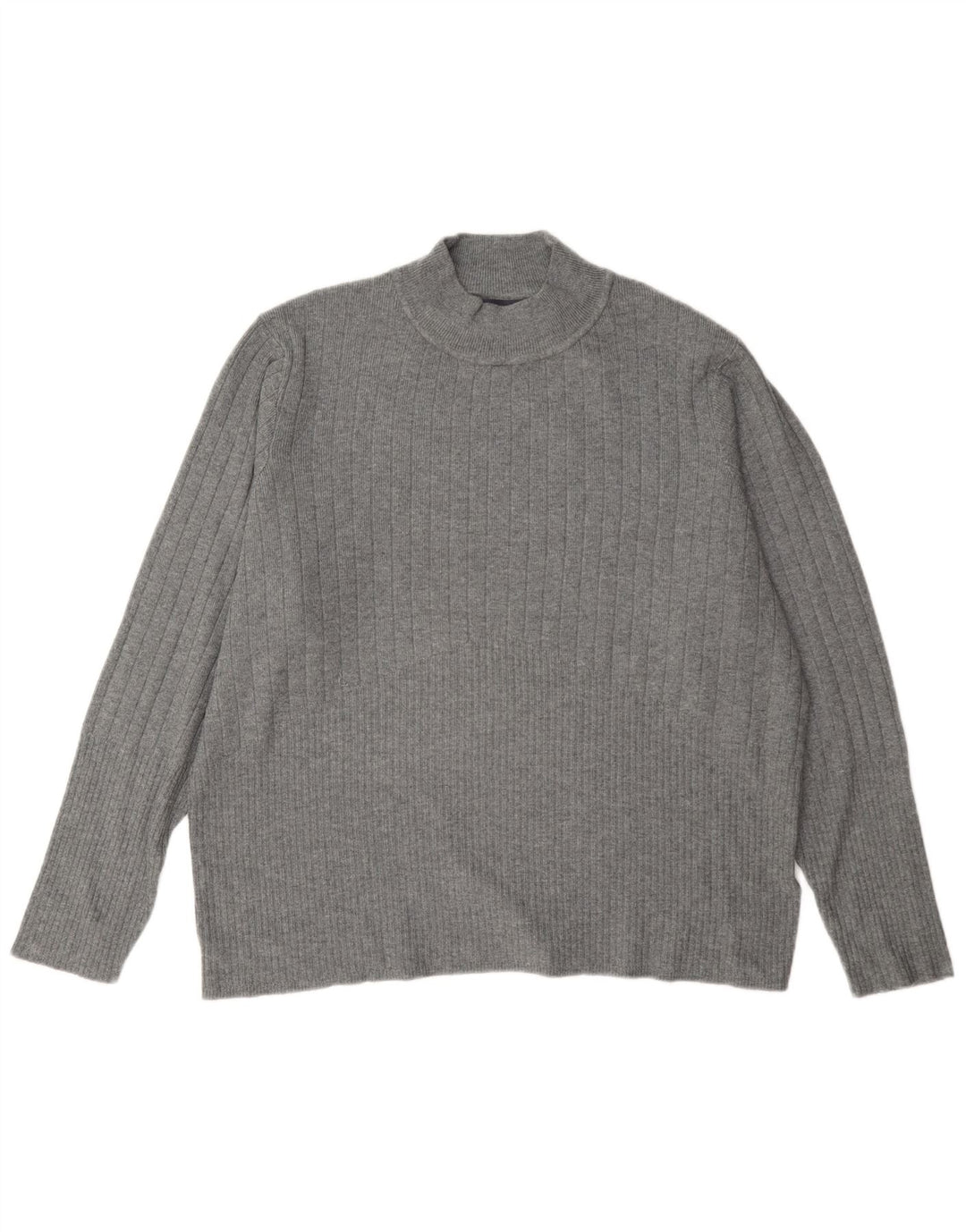 Suéter feminino Marks & Spencer com gola tartaruga UK 22 3XL viscose cinza