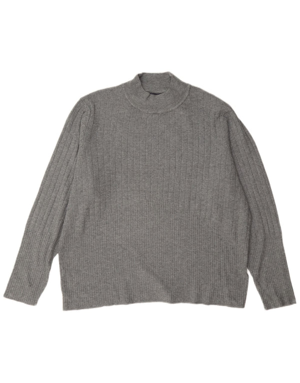 Suéter feminino Marks & Spencer com gola tartaruga UK 22 3XL viscose cinza