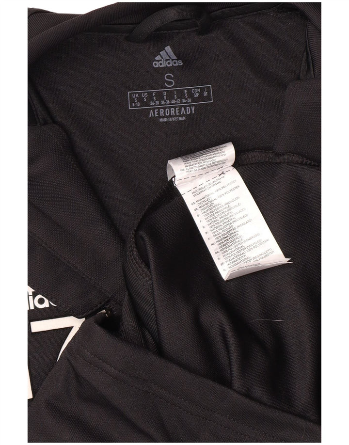 ADIDAS Womens Wisconsin Graphic Tracksuit Top Jacket UK 8/10 Pequeno Preto
