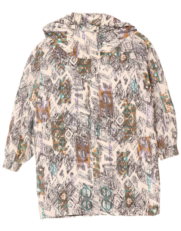 Casaco corta-vento feminino VINTAGE UK 10 pequeno geométrico multicolorido