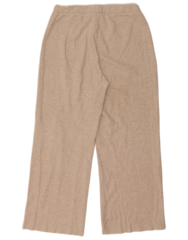 Calça de treino feminina Zara UK 14 grande poliéster bege