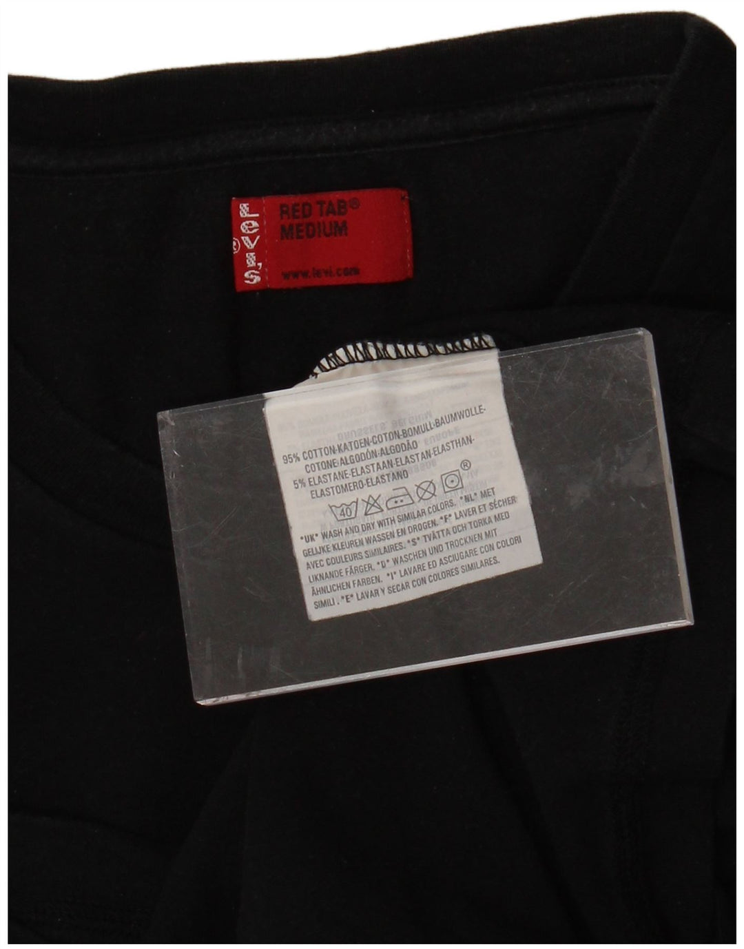 Camiseta feminina LEVI'S UK 12 algodão preto médio