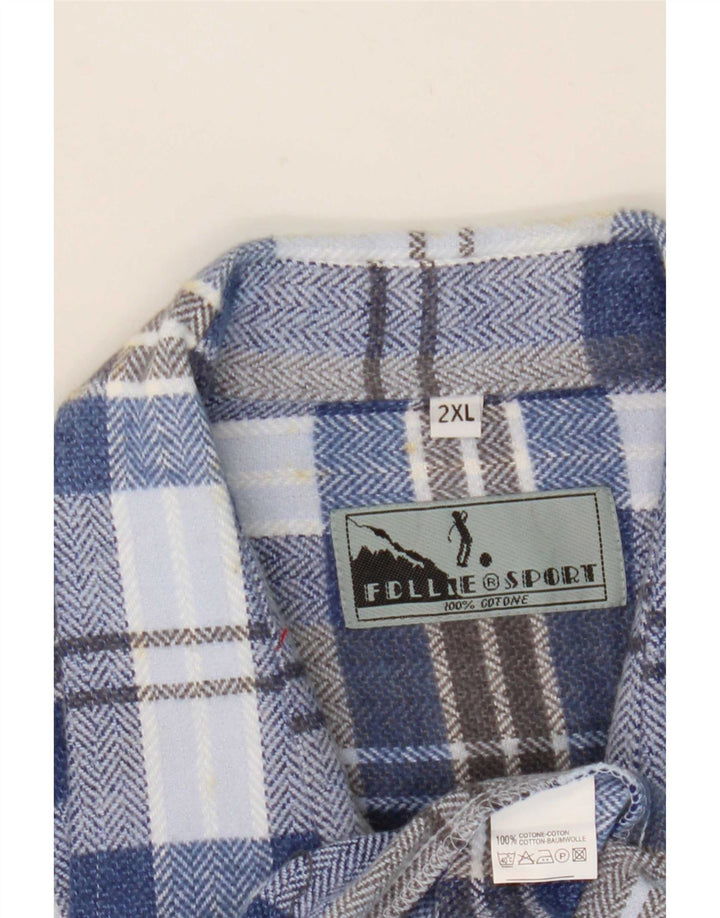 Camisa masculina de flanela Fellini 2XL algodão xadrez azul