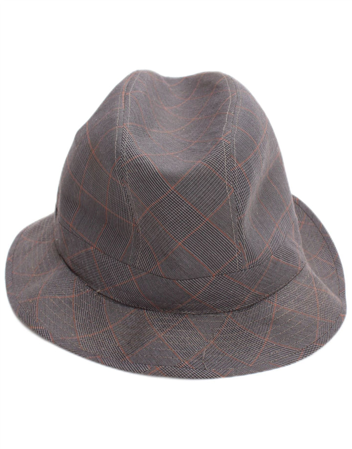 Chapéu Fedora masculino vintage grande xadrez cinza clássico