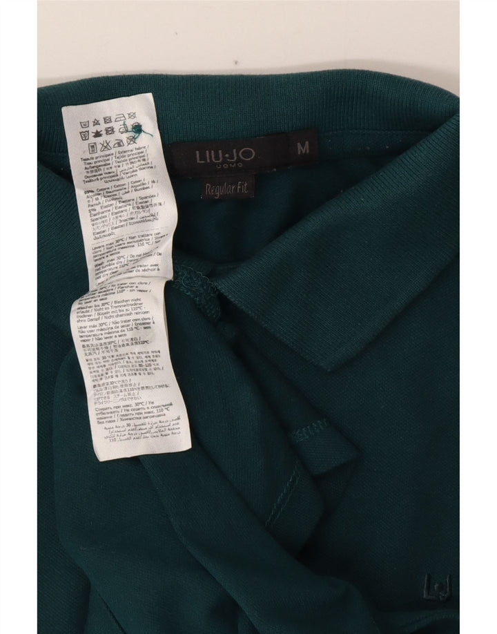 LIU JO Camisa polo masculina de ajuste regular de algodão verde médio