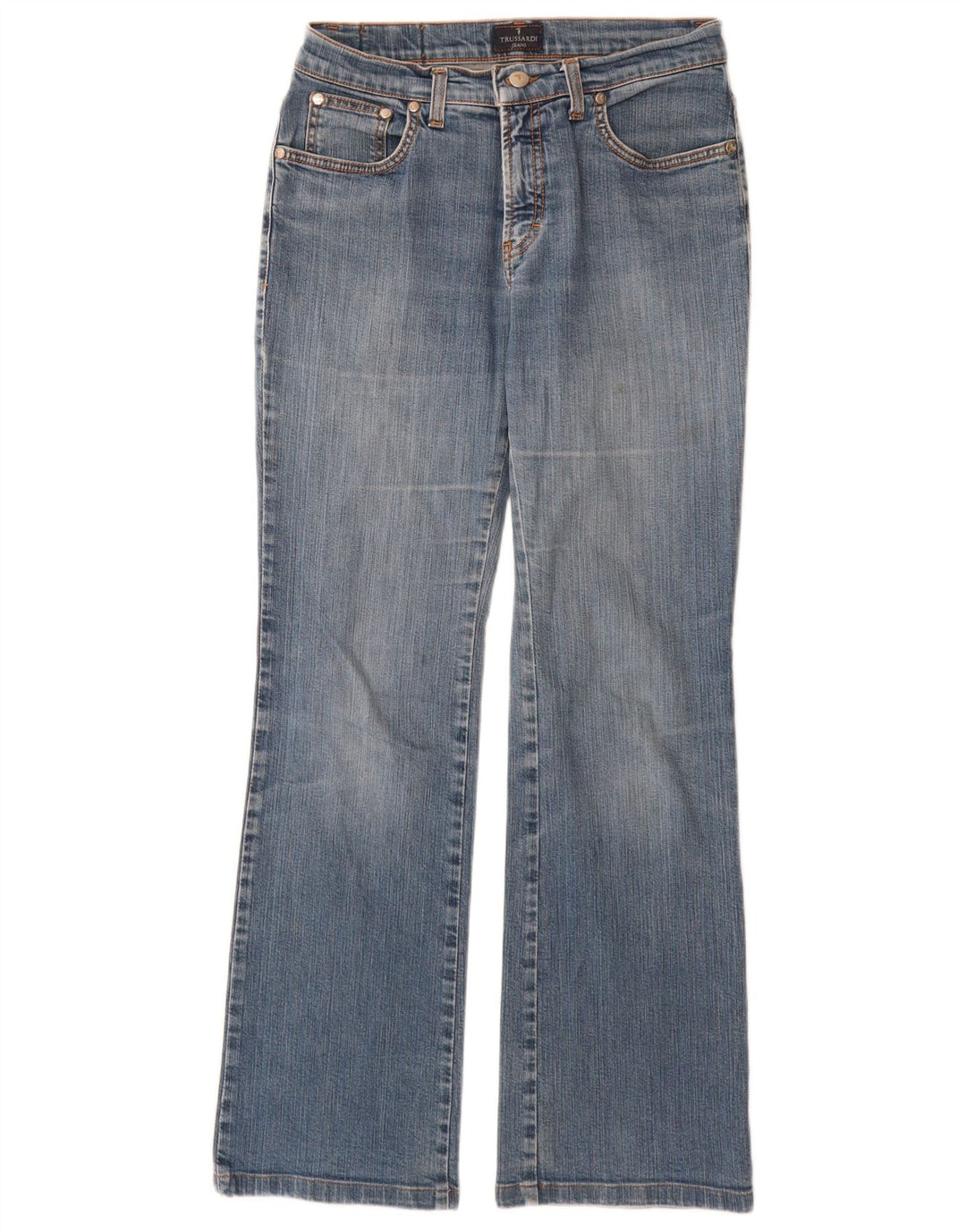 Trussardi Jeans feminino bootcut jeans W27 L30 azul algodão