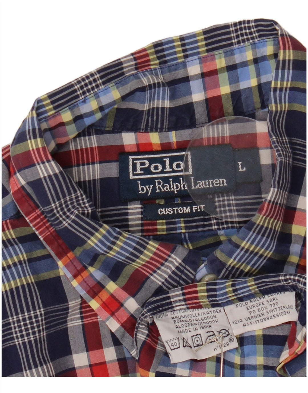 Polo Ralph Lauren Mens Custom Fit Camisa Grande Algodão Xadrez Azul