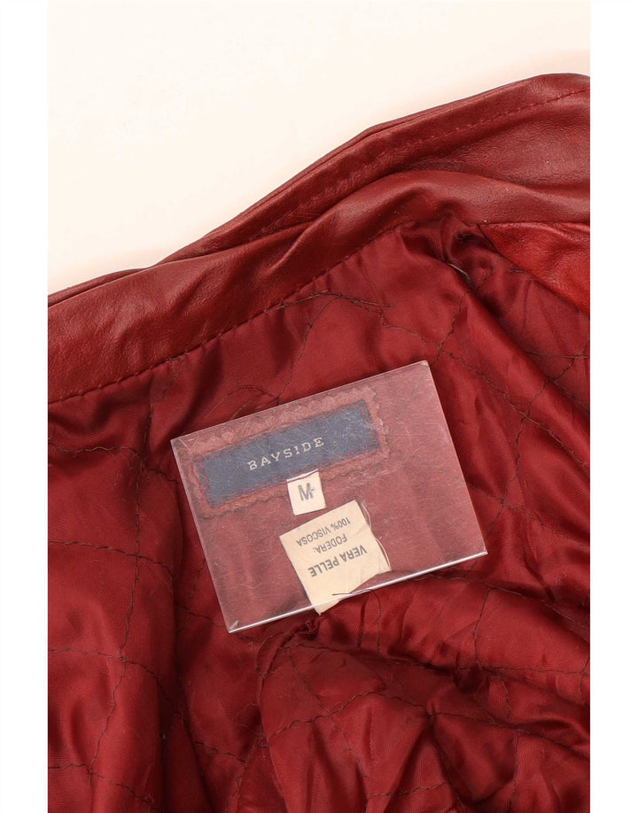 Casaco de couro feminino Bayside UK 14 vermelho médio