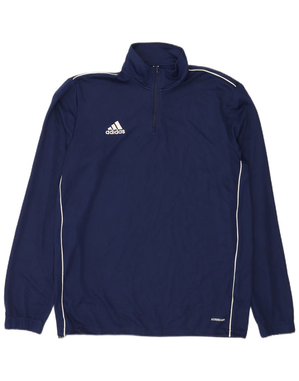 Adidas Mens Aeroready Zip Neck Pullover Treino Top Grande Azul Marinho