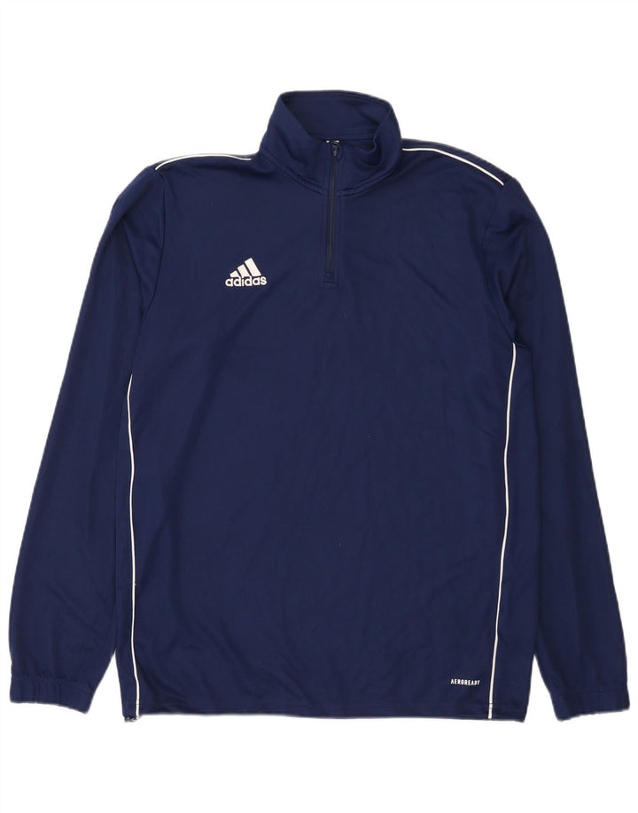 Adidas Mens Aeroready Zip Neck Pullover Treino Top Grande Azul Marinho