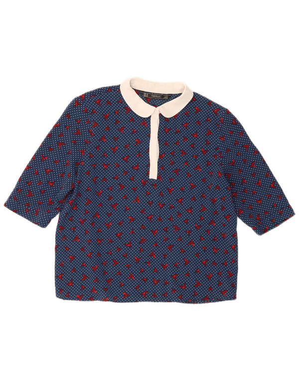 Blusa Trafaluc Feminina Zara Top UK 14 Poliéster Manchado Azul Médio