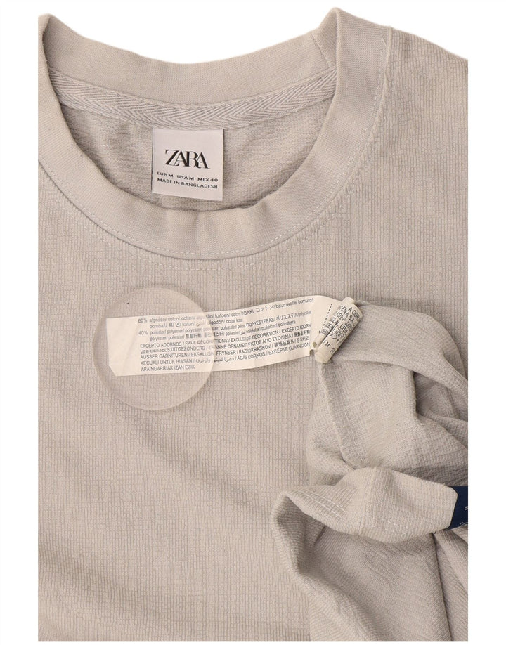 Camiseta masculina Zara Top cinza médio algodão