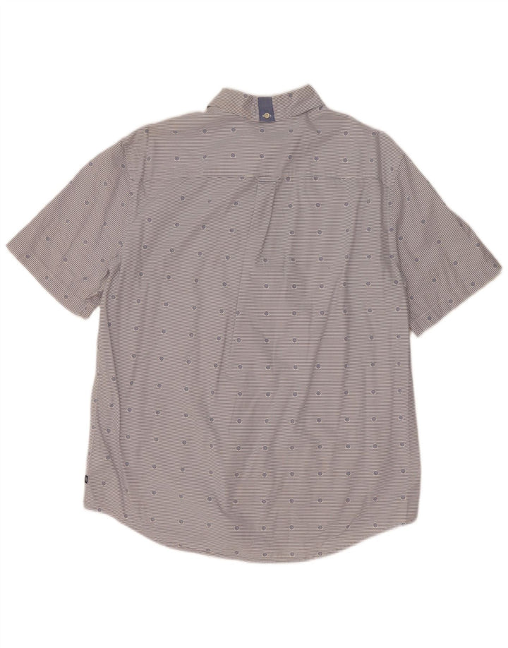 Camisa masculina de manga curta Chaps grande azul listrado algodão náutico