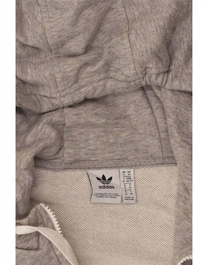 Suéter com capuz gráfico oversized Adidas feminino UK 6 XS algodão cinza