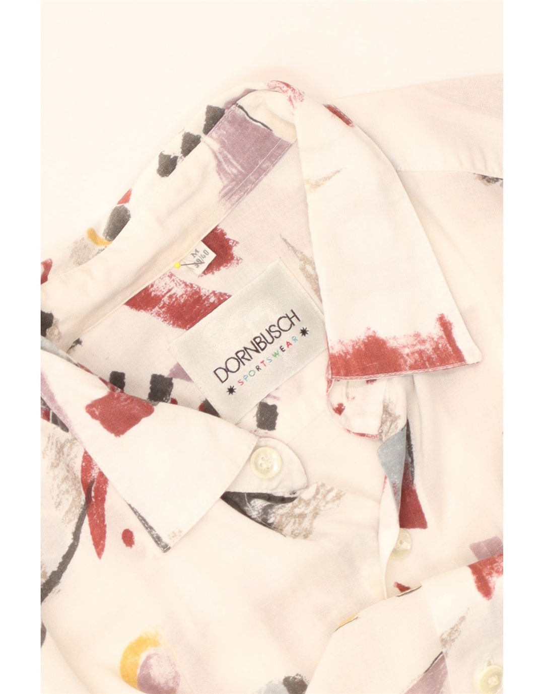 Camisa masculina de manga curta Dornbusch tamanho 39/40 médio branco geométrico