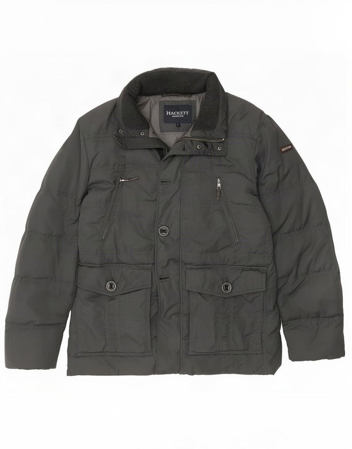 Jaqueta acolchoada masculina Hackett UK 40 poliéster cinza grande
