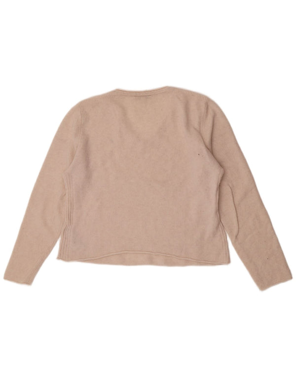 Tommy Hilfiger Suéter feminino cropped com decote em V Reino Unido 18 XL lã branca