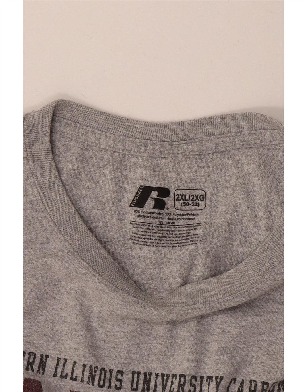 RUSSELL ATLÉTICO Masculino Salukis Gráfico Camiseta Top 2XL Algodão Cinza