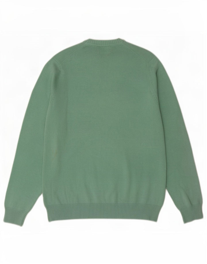 Suéter masculino Marks & Spencer Blue Harbor com decote em V, algodão verde médio
