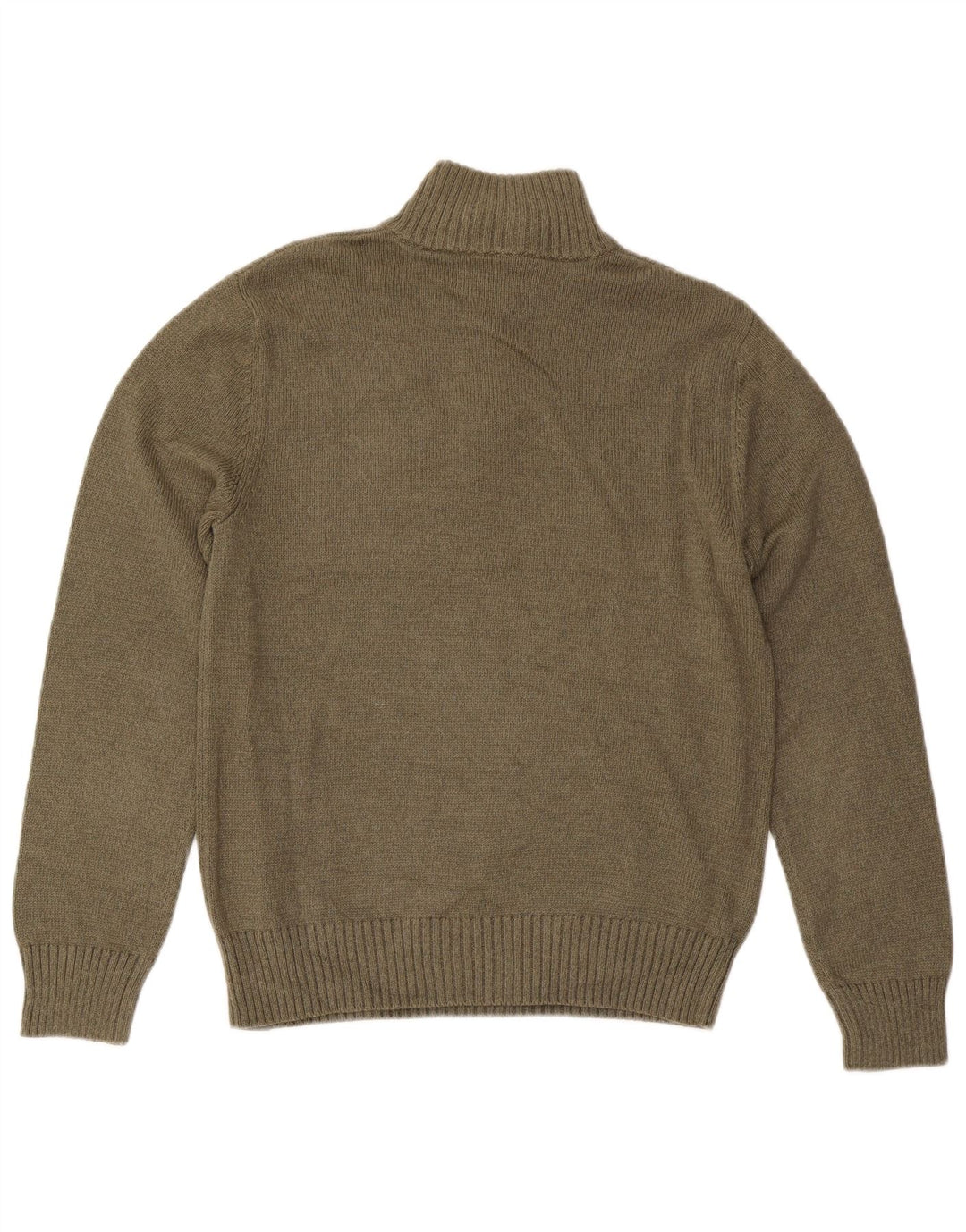 Suéter masculino EDDIE BAUER com zíper e gola pequena de algodão cáqui