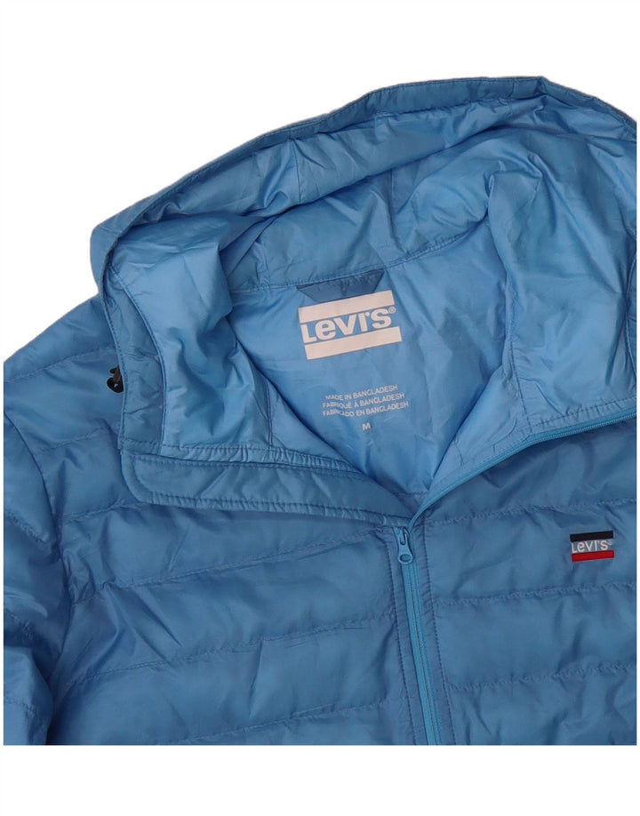 Jaqueta masculina acolchoada com capuz LEVI'S UK 38 poliéster azul médio