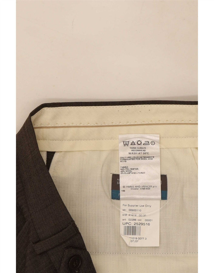 Calça masculina Marks & Spencer com pegged terno W32 L31 poliéster marrom
