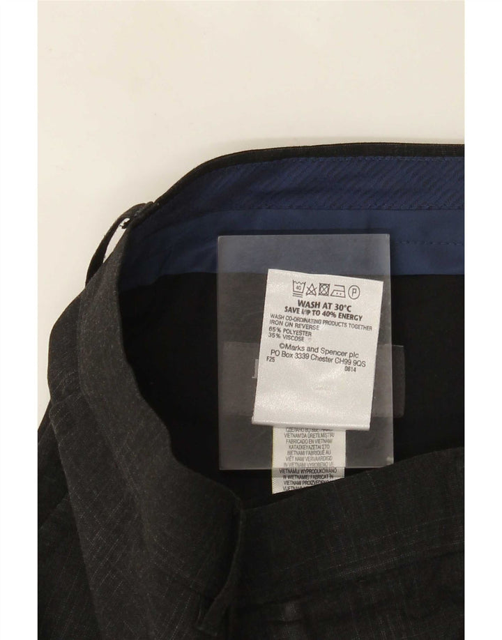 Calça masculina Marks & Spencer Super Slim Fit W32 L33 cinza xadrez