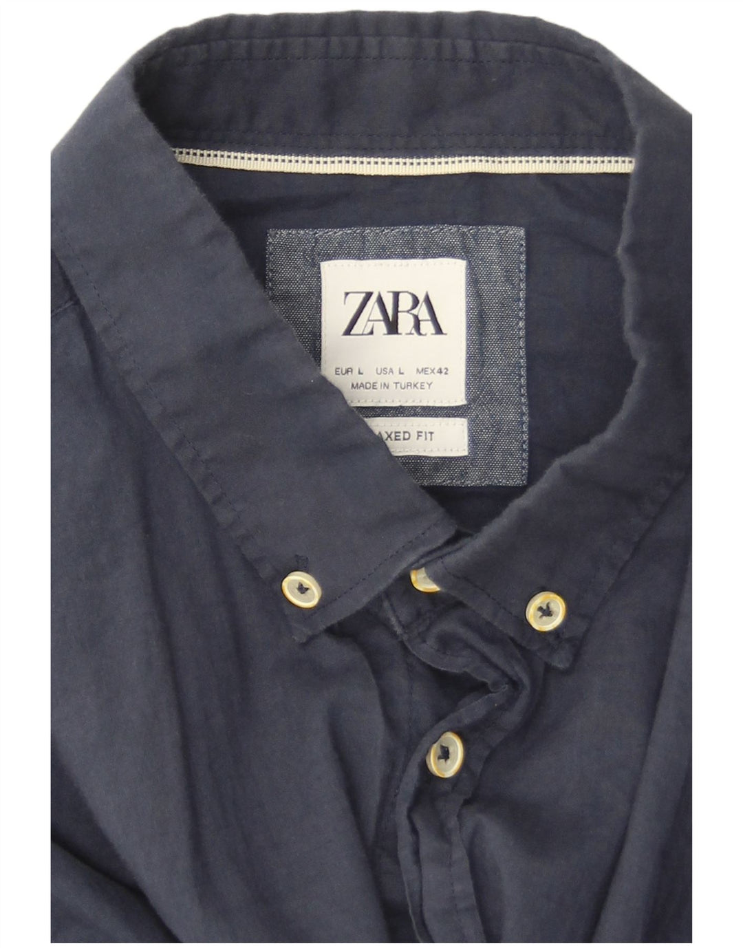 Camisa masculina Zara com ajuste relaxado grande L70 azul marinho