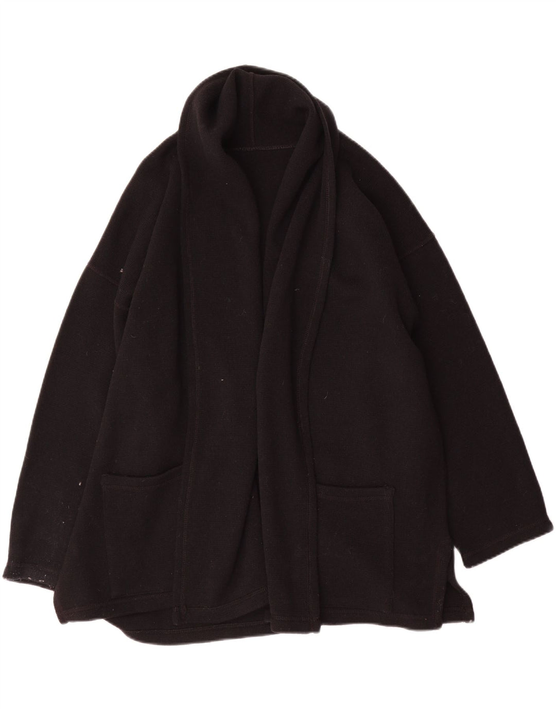 Suéter cardigã feminino vintage grande Reino Unido 14 lã preta média