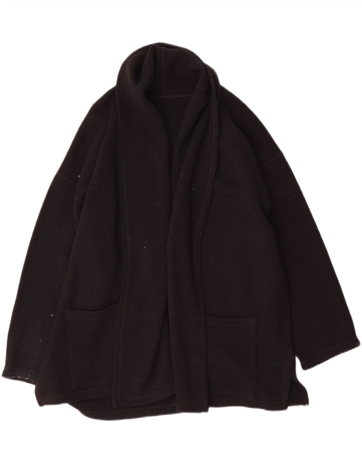 Suéter cardigã feminino vintage grande Reino Unido 14 lã preta média