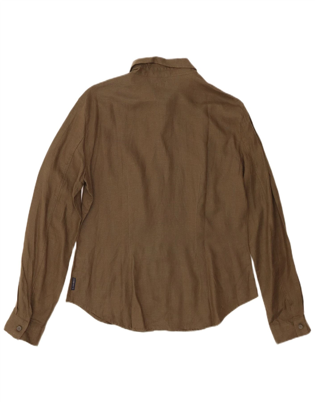 Camisa feminina Armani Jeans UK 16 grande linho cáqui