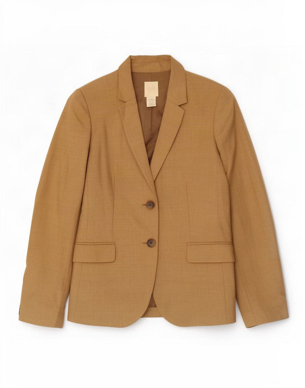 Jaqueta blazer feminina de 2 botões J. Crew US 10 grande lã marrom