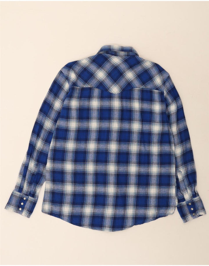 Camisa masculina de flanela Wrangler grande xadrez azul