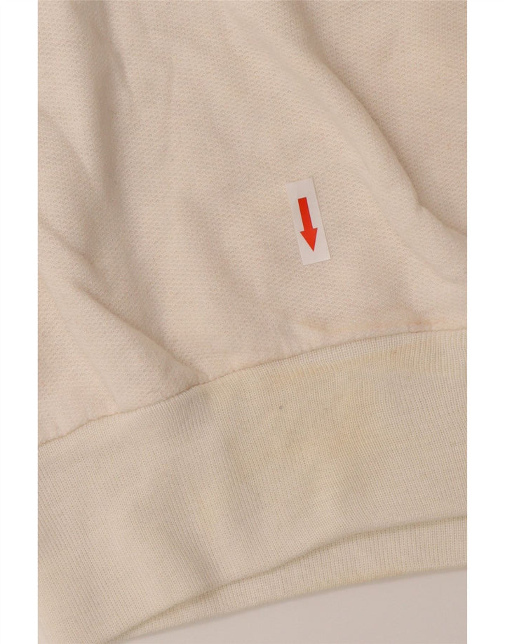 Suéter feminino vintage com gola redonda e botão IT 44 bloco colorido branco médio